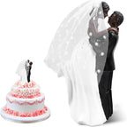 Modern Wedding Cake Toppers Bride and Groom Figurines Cake Topper for Decoration, Romantic Party Decoration, Funny Engagement Party Couple Statue Desk Decoration (Black Couple)