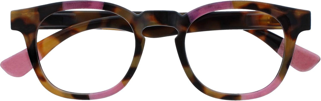 OPULIZE AVA Reading glasses for Women Men,Scratch Resistant Round frame with Spring Hinges, Brown Tortoiseshell with a Touch of Pink +2 (Pack of 1)