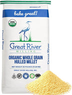 Great River Milling Organic Hulled Millet | Whole Grain Ancient Grain | Gluten-Free, High-Fiber Superfood | Non-GMO, Kosher Certified | Ideal for Salads, Porridge & Baking | 25 Lb (Pack of 1)