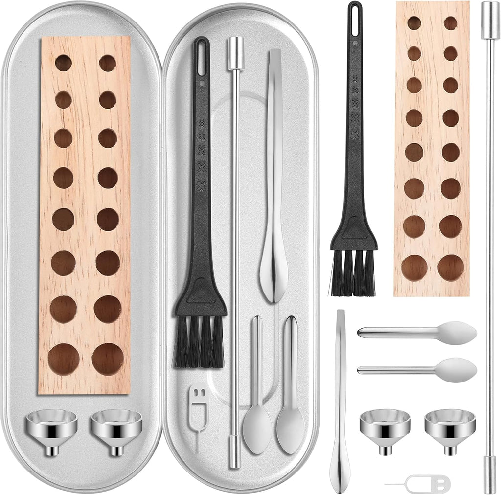10 Pcs Capsules Filling Machine Tray Kit for Empty Gel Size #000 to #5 -Powder Tamper/Lab Scoops/Micro Funnels/Capsule Holder Maker Tools for Home & Lab Supplies