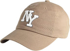 NY 3D Embroidered Cotton Dad Hat – New York Baseball Cap, Adjustable Metal Buckle Strap, Unstructured Low-Profile Style
