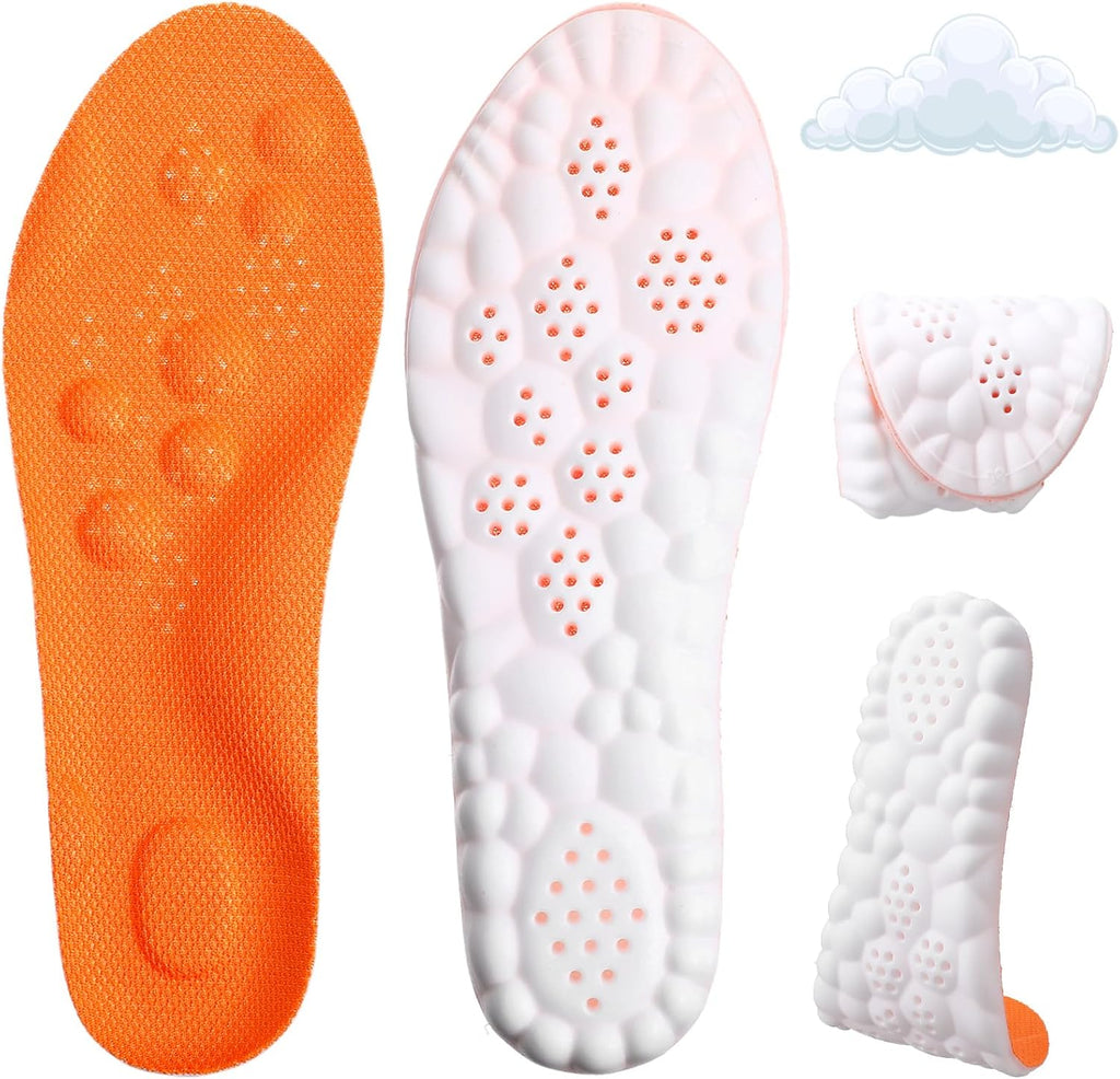 1 Pair Breathable Insoles, 4D Cloud Cushion Insole Foam Arch Shoe Insoles Memory Support Foam Massage Insole for Man Lightweight Sports Comfortable(35-36)