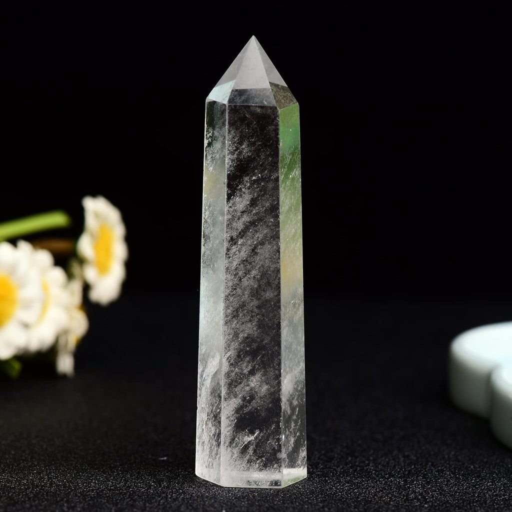 1PCS Clear Quartz Natural Crystal Tower 2.75-3.54" Healing Crystal Wand 6 Faceted Chakra Reiki Meditation Therapy