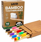 Bamboo Toothbrushes - 10 Pack Medium Adult Toothbrush Biodegradable Manual Toothbrushes Soft Bristle Natural Bamboo Tooth Brush Dental Eco Wood Toothbrush (Multicolour)