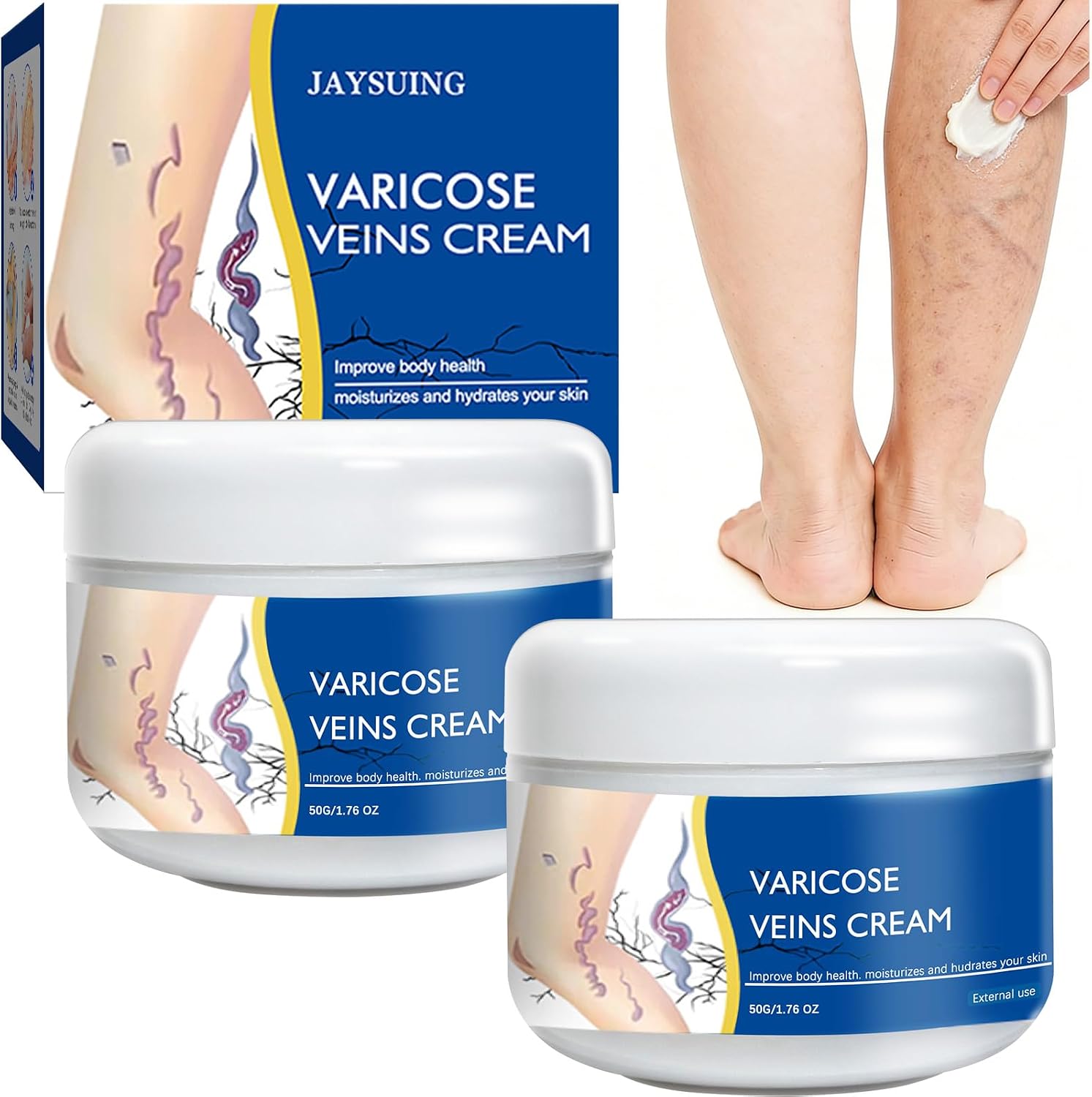 Varicose Veins Cream for Legs | Soothing, Fast-Absorbing Relief for Varicose and Spider Veins | Improves Skin Appearance and Supports Circulation | Natural, Non-Sticky Formula - 2 Pack