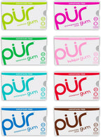 PUR Gum | Aspartame Free Chewing Gum | 100% Xylitol | Natural Flavored Gum, Variety Pack, 9 Pieces (Pack of 8)