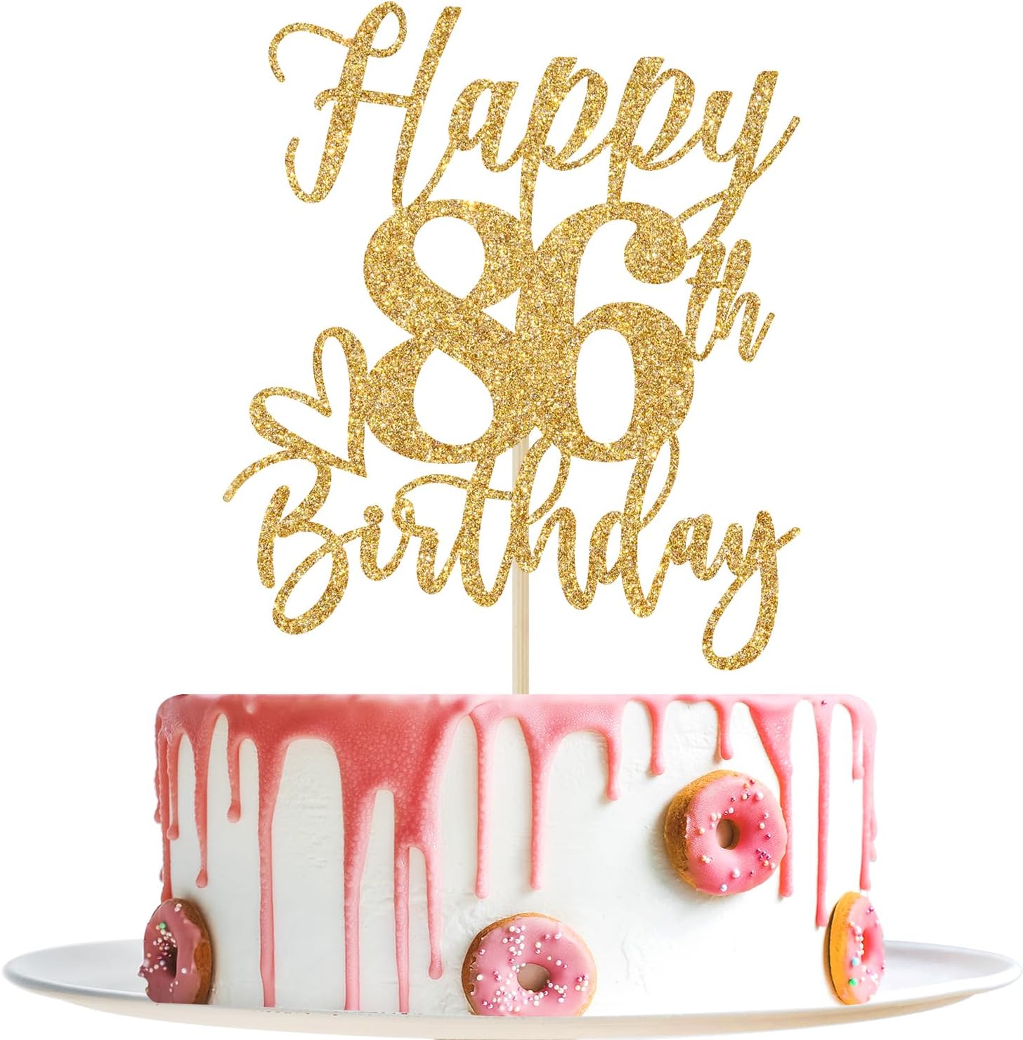 Happy 86th Birthday Cake Topper, 86th Birthday Decorations for Men/Women, Cheers to 86 Years, Hello 86, 86th Happy Birthday Party Supplies Gold Glitter