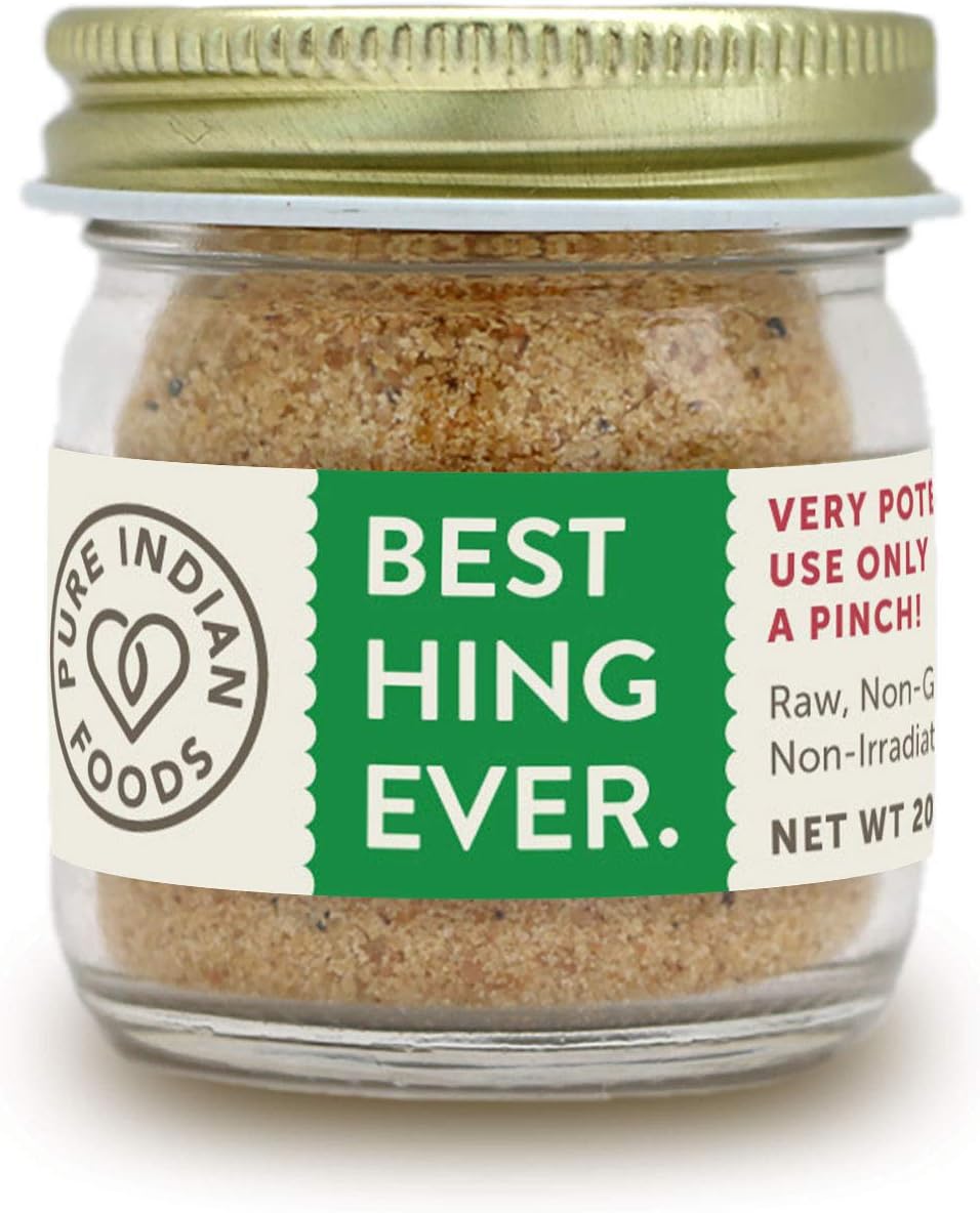 Pure Indian Foods Best Hing Ever (Asafoetida Powder) - Indian Spice for Garlic & Onion Substitute, 20g Glass Bottle (NOT Tested for Gluten 1PK, 0.71 Ounce)