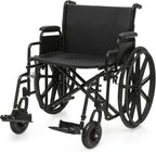 Extra-Wide Bariatric Wheelchair for Adults, 500 lbs Heavy-Duty Folding Self-Propelled Wheelchair with 24" Wide Seat, Dual Push & Self-Propel Design, Black Steel Frame