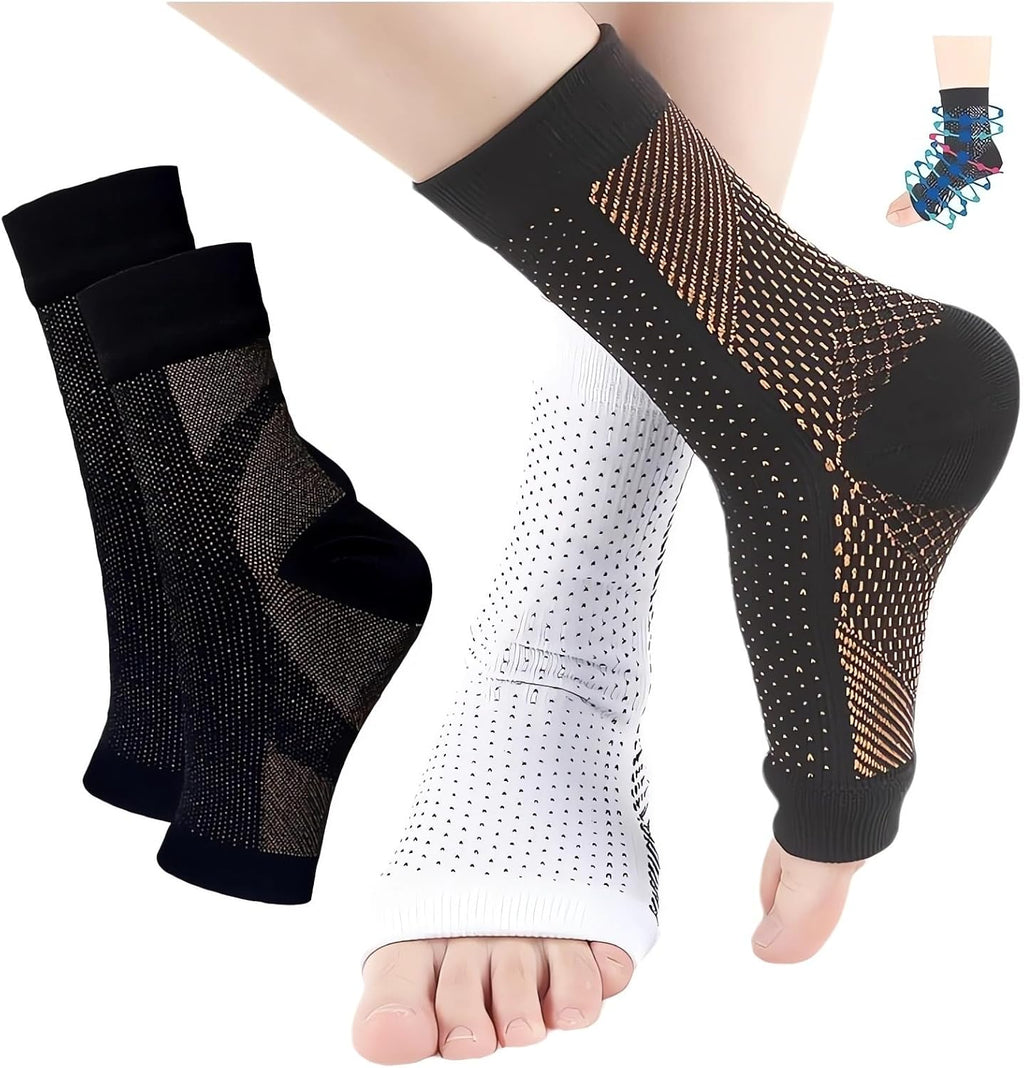 Stunor Dr.Neuropathy Socks - 2023 New Connecy Socks Dr Sock Soothers for Men ＆ Women, Heel & Arch Support Comprex Compression Socks Ankle Sleeves, Nano Neuropathy Foot Ankle Compression Socks (S/M, A)