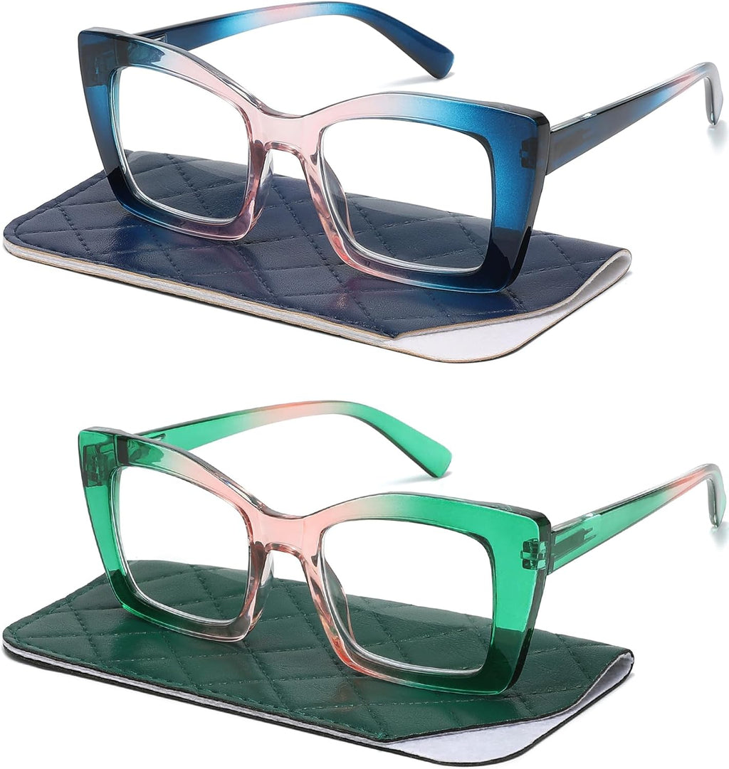 Oversized Reading Glasses for Women, Blue Light Blocking Cat Eye Computer Readers