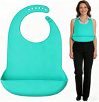 Adult Bibs for Women & Men，1 Pack Adjustable Adult Silicone Bib， Washable Waterproof Bib for Adults with Crumb Catcher，Gift for Mom/Dad