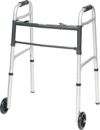 ProBasics Aluminum Lightweight Walker with Wheels, Walker for Seniors, Lightweight Adult Walker with 5" Wheels, Foldable Two-Button Release Walker, 300lbs Weight Capacity