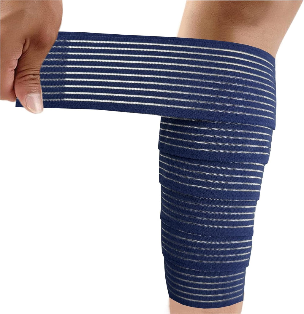 Elastic Calf Compression Bandage Sleeve Wrap for Calf Pain Relief Lower Leg Compression Support Shin Splint Guard Adjustable Plus Size Black Large (Blue)
