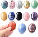 WHAL&YUNE Gemstone Palm Stone Healing Crystals Worry Stone Natural Polished Gemstone for Meditation Energy Balancing Therapy Massage Gifts-1.7 inches (Random Color 6PCS)