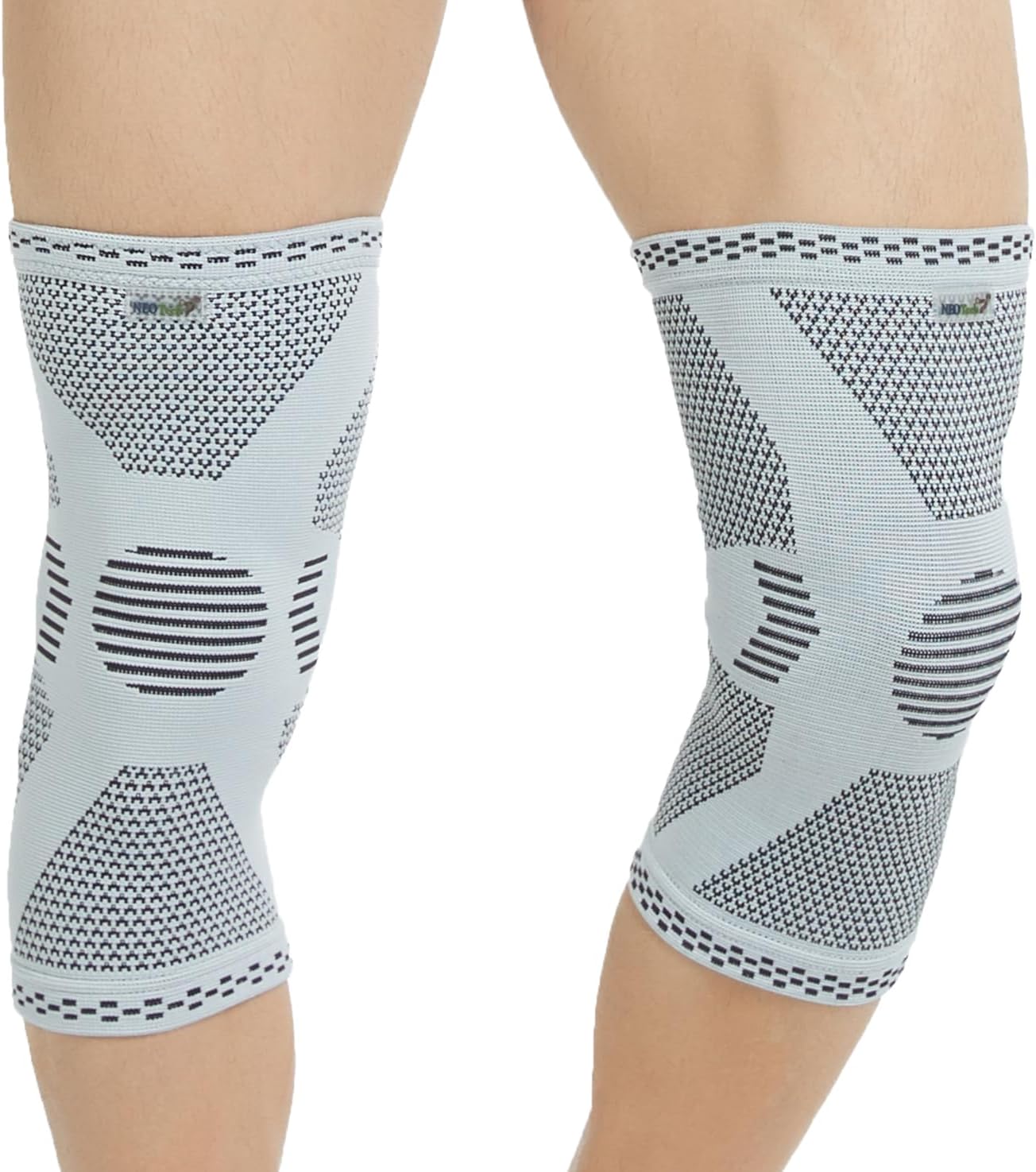 NeoTech Care Knee Support Brace - Breathable - Men, Women, Right or Left (Gray, Size L, 1 Pair)