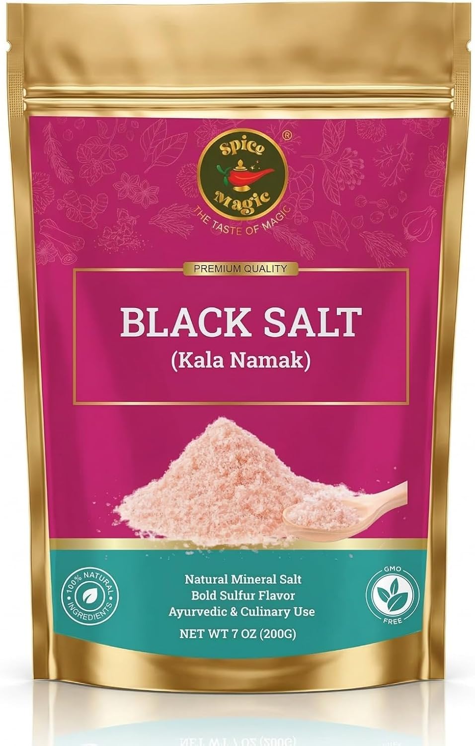 Spice Magic Black Salt (Kala Namak) – Authentic Indian Mineral Salt | Unique Tangy, Egg-Like Flavor Seasoning for Tofu Scramble, Chaats, Curries & Vegan Recipes | Gluten-Free | 7 oz (200 g)