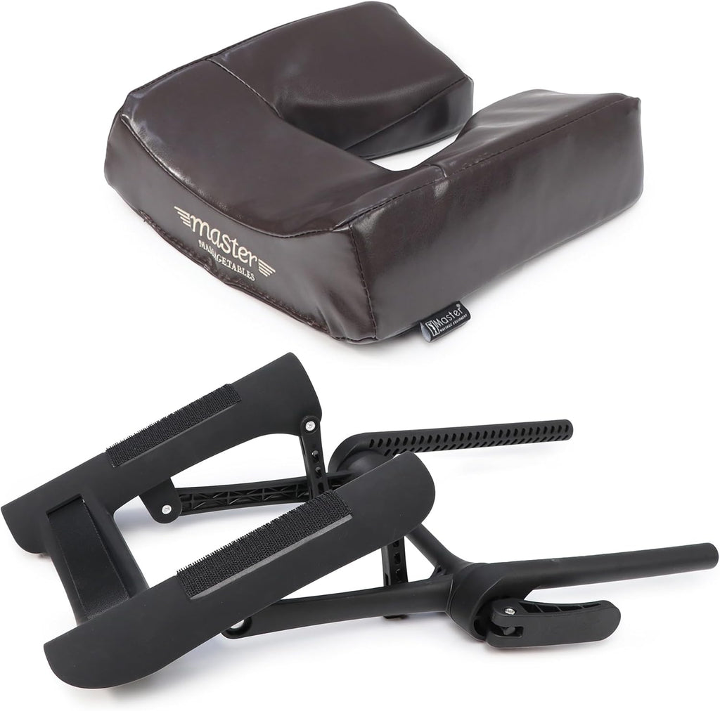 Master Massage Deluxe Adjustable Ergonomic Dream Face Cradle and Ergonomic Dream Face Cushion Pillow with Memory Foam -Face Pillow Set (Black)