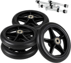4 Pack Replacement Wheelchair Wheels 6 Inch Universal Anti-Slip Wheelchair Front Wheels Solid Wheelchairs Front Wheel With 4 Axles for Wheelchairs, Rollators, Walkers, Black