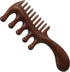 Hecila Wooden Hair Massager Wooden Scalp Massager Comb 2 in 1 Wide Fine Tooth with Handle for Hair Growth Natural Sandalwood for Detangles Long Thick Wet Dry Head Anti-Static Scalp Care Relief