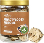 Baihuatang Natural Atractylodes Rhizome Root for Tea 白术 Bai Zhu5.29/150g Premium Cut Slices Sulfur Free, Large head 特级白术 大片