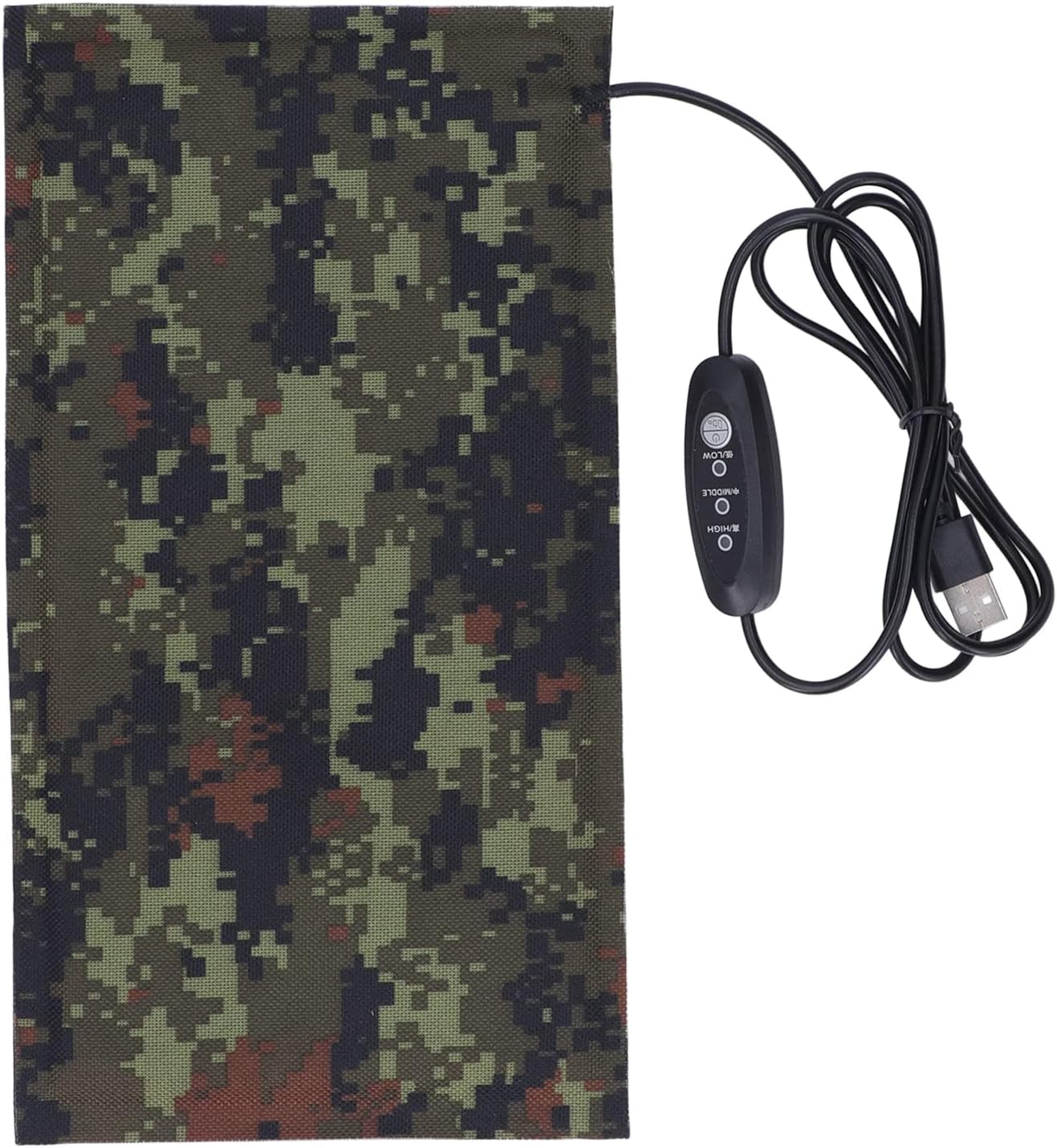 YOUTHINK USB Heating Pad, 5V Black Electric Carbon Fiber Heating Mat with 3 Temperature Levels for Clothes Seat Pet Warmer