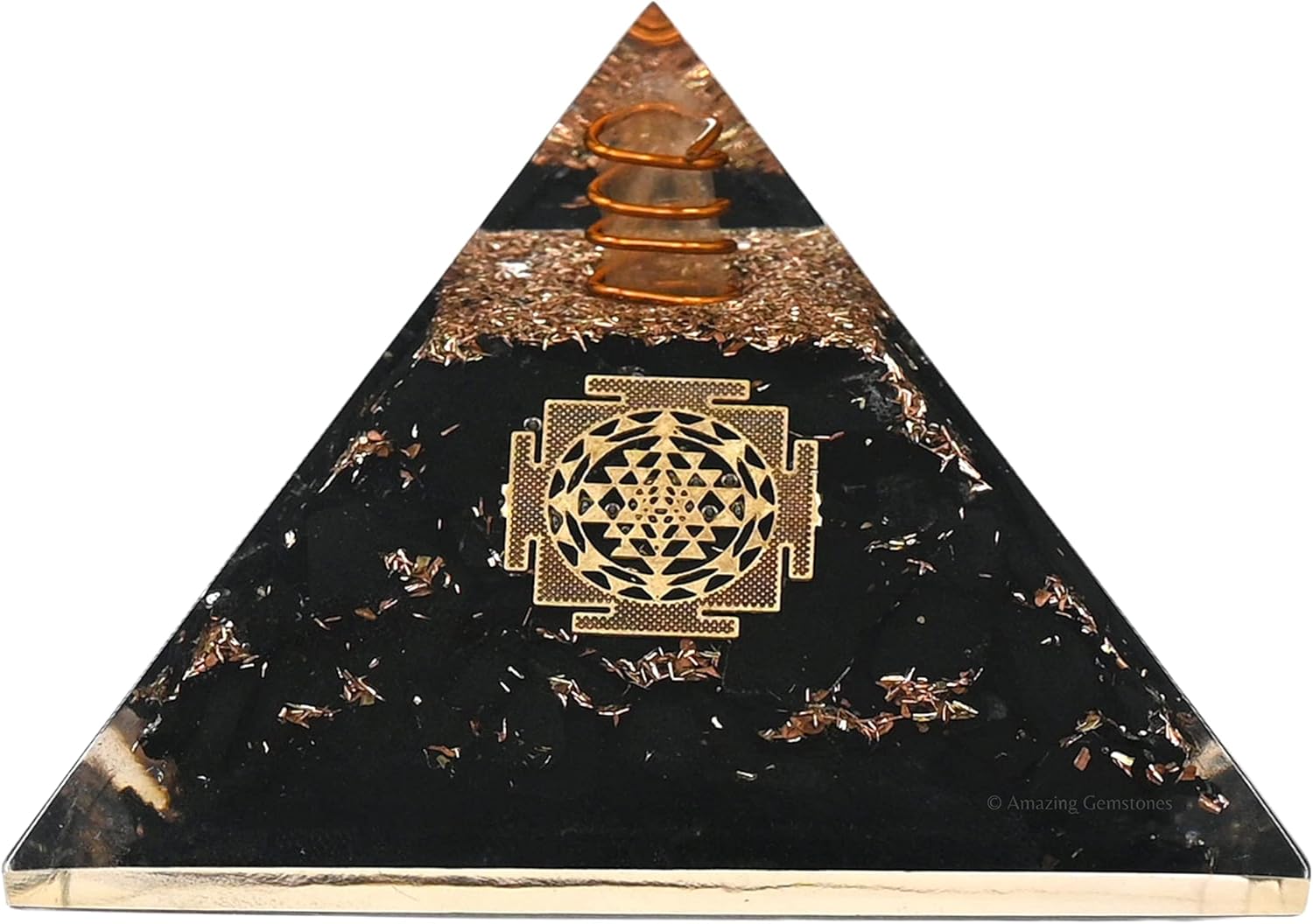 Amazing Gemstone Large Black Tourmaline Orgone Pyramid Crystal, Sri Yantra Orgonite Pyramid, Positive Energy Healing