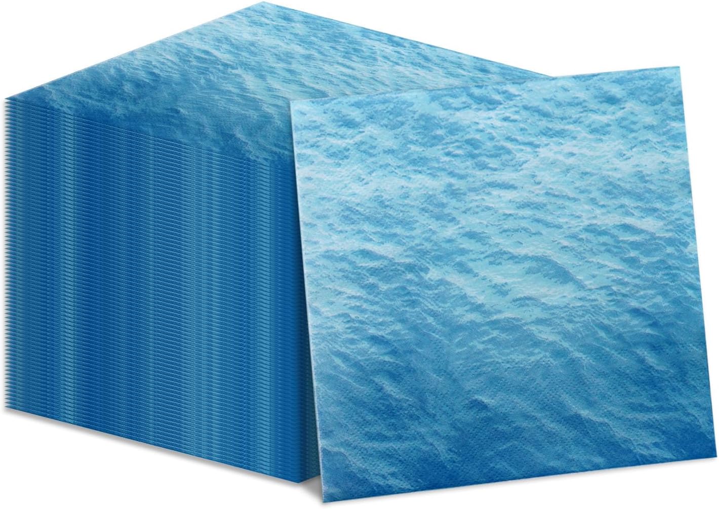 100Pcs Ocean Wave Napkins 13 x 13inch Blue Paper Napkins Sea Party Supplies Napkins for Beach Ocean Sea Party Birthday Baby Shower Under the Sea Beach Pool Theme