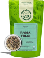 Worldwide Botanicals Organic Holy Basil Tea, 8oz - Tulsi Rama - Loose Leaf Premium Herbal Tea, 100% Pure Tulsi Holy Basil, Fair Trade, Adaptogenic, Kosher
