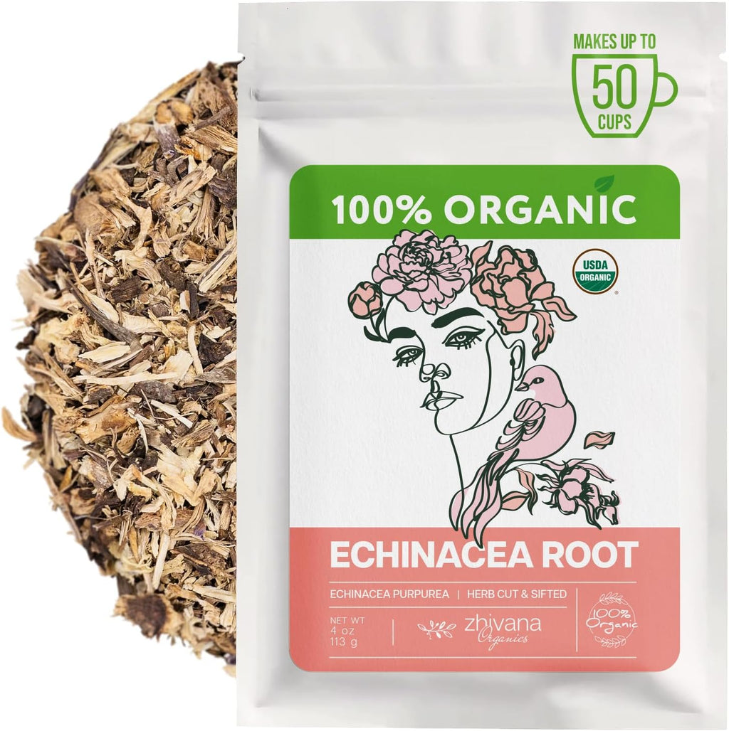 Organic Echinacea Root Tea (4oz.) – Echinacea Purpurea - Seasonal Wellness & Recovery Support - Naturally Caffeine Free – Great for Herbal Tea, Infusion, Tincture