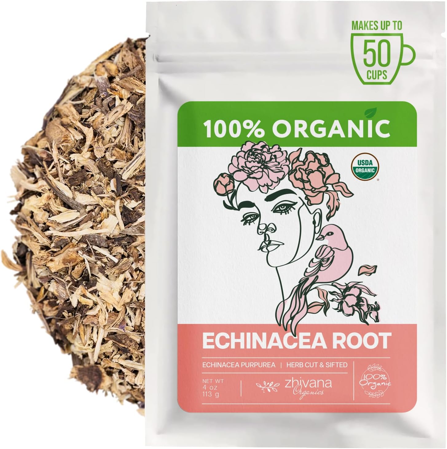 Organic Echinacea Root Tea (4oz.) – Echinacea Purpurea - Seasonal Wellness & Recovery Support - Naturally Caffeine Free – Great for Herbal Tea, Infusion, Tincture