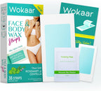 Body Wax Strips | Hair Removal Wax Kit for Women and Men - 42 Count Beeswax & Rosemary Waxing Kit for Legs & Bikini, Underarms, Facial, Eyebrows, Face (24 Body +12 Facial Strip +6 Oil Wipes)
