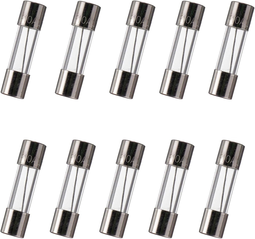 BOJACK 5x20 mm 10 A 10 amp 125 V 125 Volt 0.2x0.78 Inch F10AL125V Fast-Blow Glass Fuses (Pack of 10)