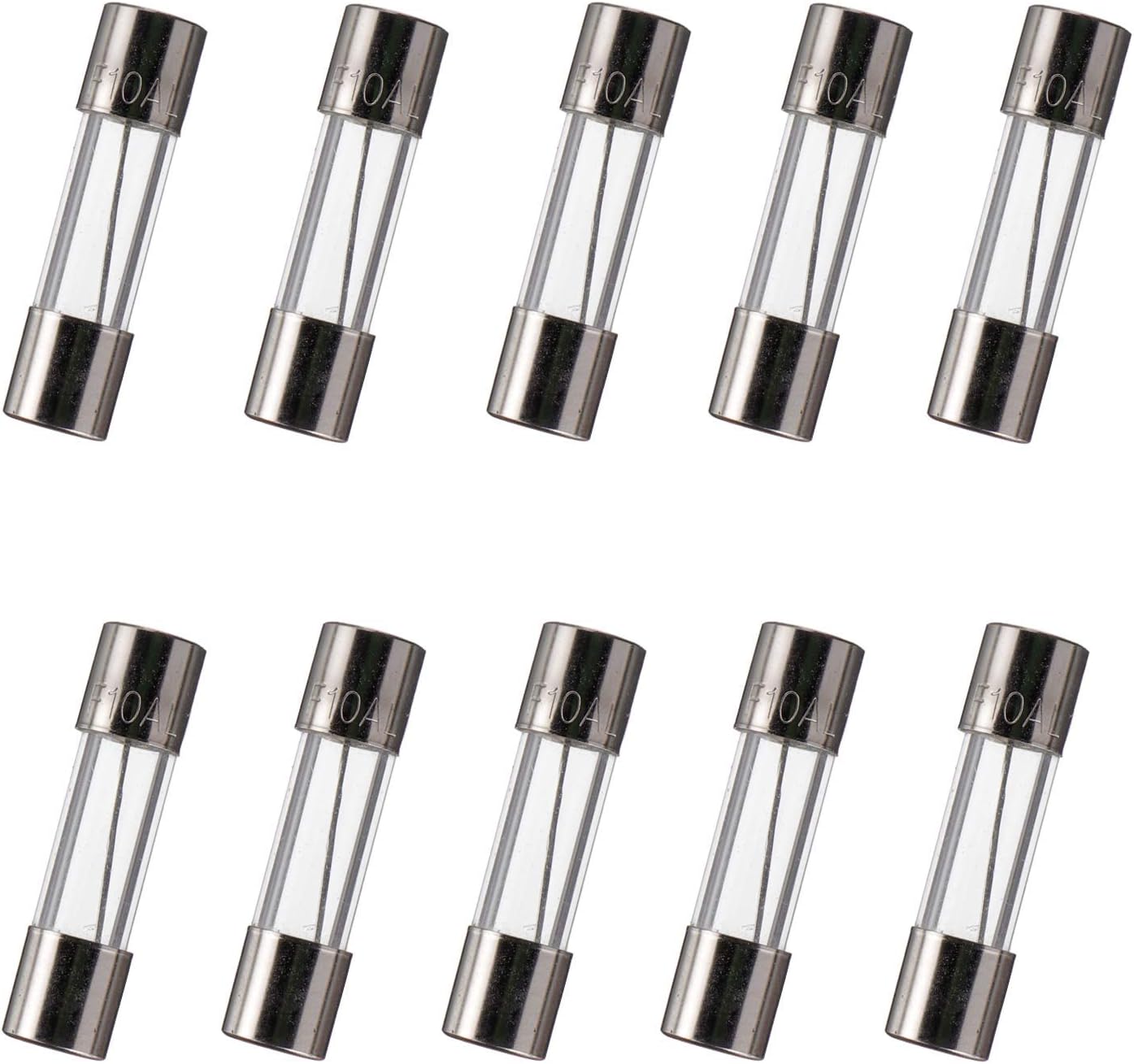BOJACK 5x20 mm 10 A 10 amp 125 V 125 Volt 0.2x0.78 Inch F10AL125V Fast-Blow Glass Fuses (Pack of 10)