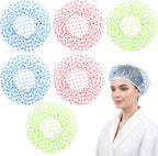 6PCS Shower Caps, Waterproof Reusable Plastic Shower Caps Elastic Band Flower Printed Hair Cap Bath Hair Hat for Women Ladies Spa Salon (Red+Green+Blue)
