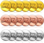 Acrylic Cake Disc, BENBO 18PCS Happy Birthday Cupcake Topper Mirror Acrylic Cupcake Toppers Mini Round Birthday Engraved Topper Charms for Birthday Party DIY Cupcake Decoration