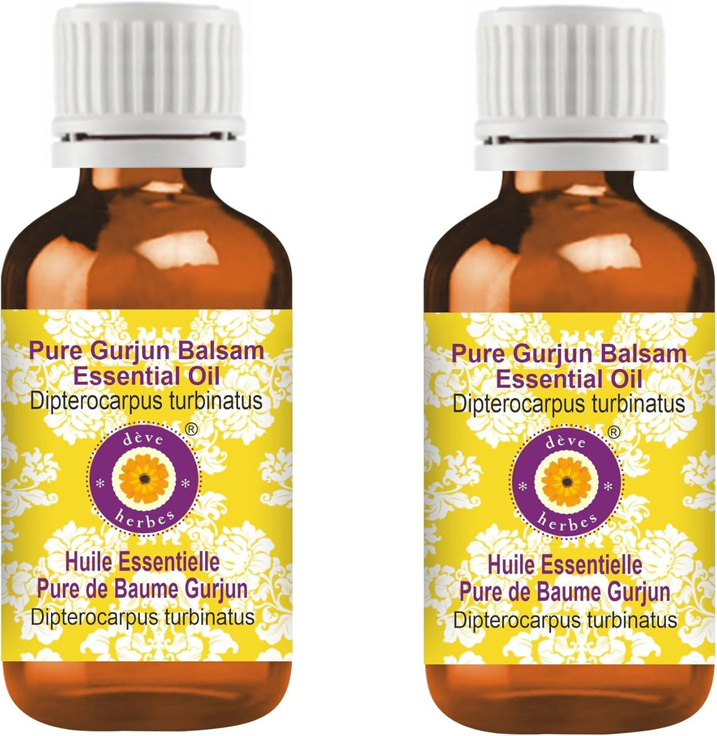 Deve Herbes Pure Gurjun Balsam Essential Oil (Dipterocarpus turbinatus) Steam Distilled (Pack of Two) 100ml X 2 (6.76 oz)