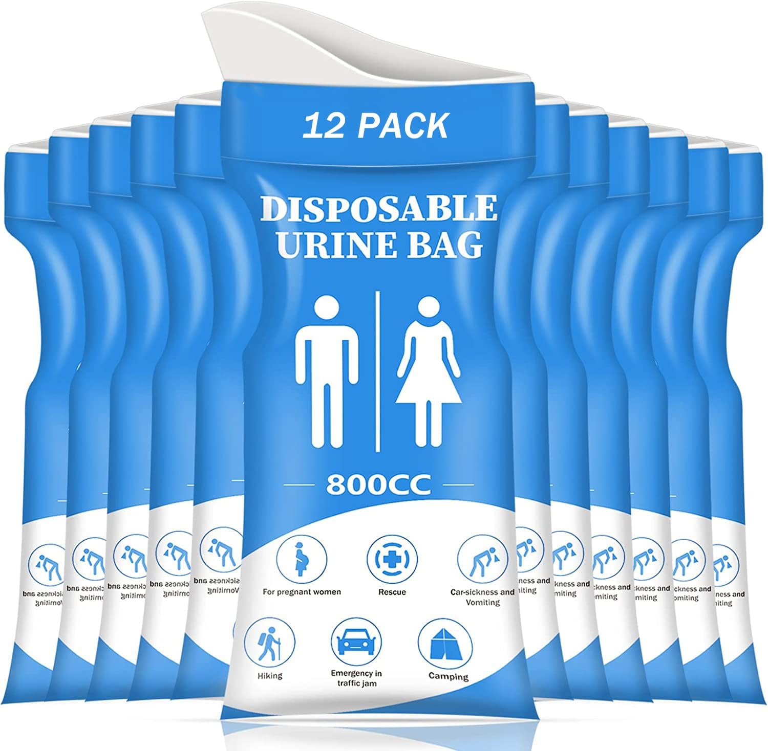 DIBBATU Disposable Urine Bag, 12/24 Pack Pee Bags for Travel for Women/Men, 800ML Emergency Portable Urinal Bag and Vomit Bags, Unisex Urinal Bag for Camping, Traffic Jams, Pregnant