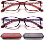 EYEURL Ladies Blue Light Blocking Reading Glasses - 2 Pack Computer Readers for Womens +2.25 Blue Ray Eyeglasses and Hard Case