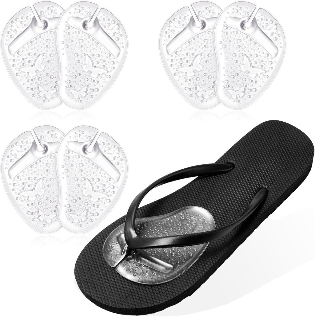 Handepo 3 Pairs Gel Metatarsal Pads for Thong Forefoot Cushion Inserts Foot Pads Non Slip Shoe Cushion for Self Adhesive Sandals Thong Pads Toe Post Protector Pain of Foot Grip Pads for Women Men