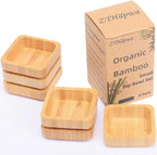 Snack Bowl Set, Small Bamboo Sauce Dish Dipping Bowls for Appetizers, Dips, Sauce, Nuts, Candy, Olives, Seeds, Desserts and More, Square 1.4 oz