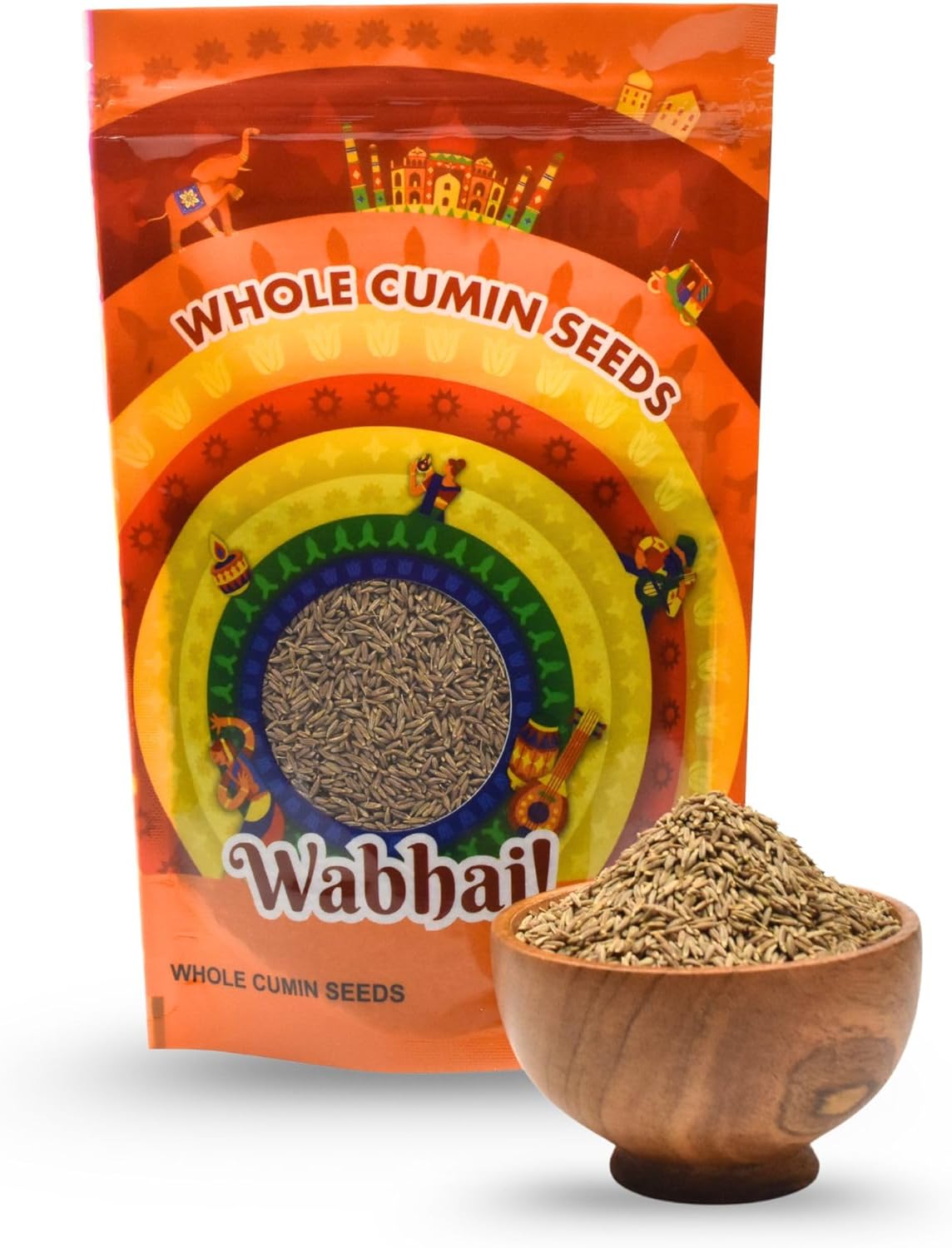 Wabhai! Whole Cumin Seeds (Jeera) | Whole Spice | Warm, Nutty & Aromatic | All Natural | Essential Spice | Premium Quality | Finest Spices (14oz (400g), 14, Ounce)