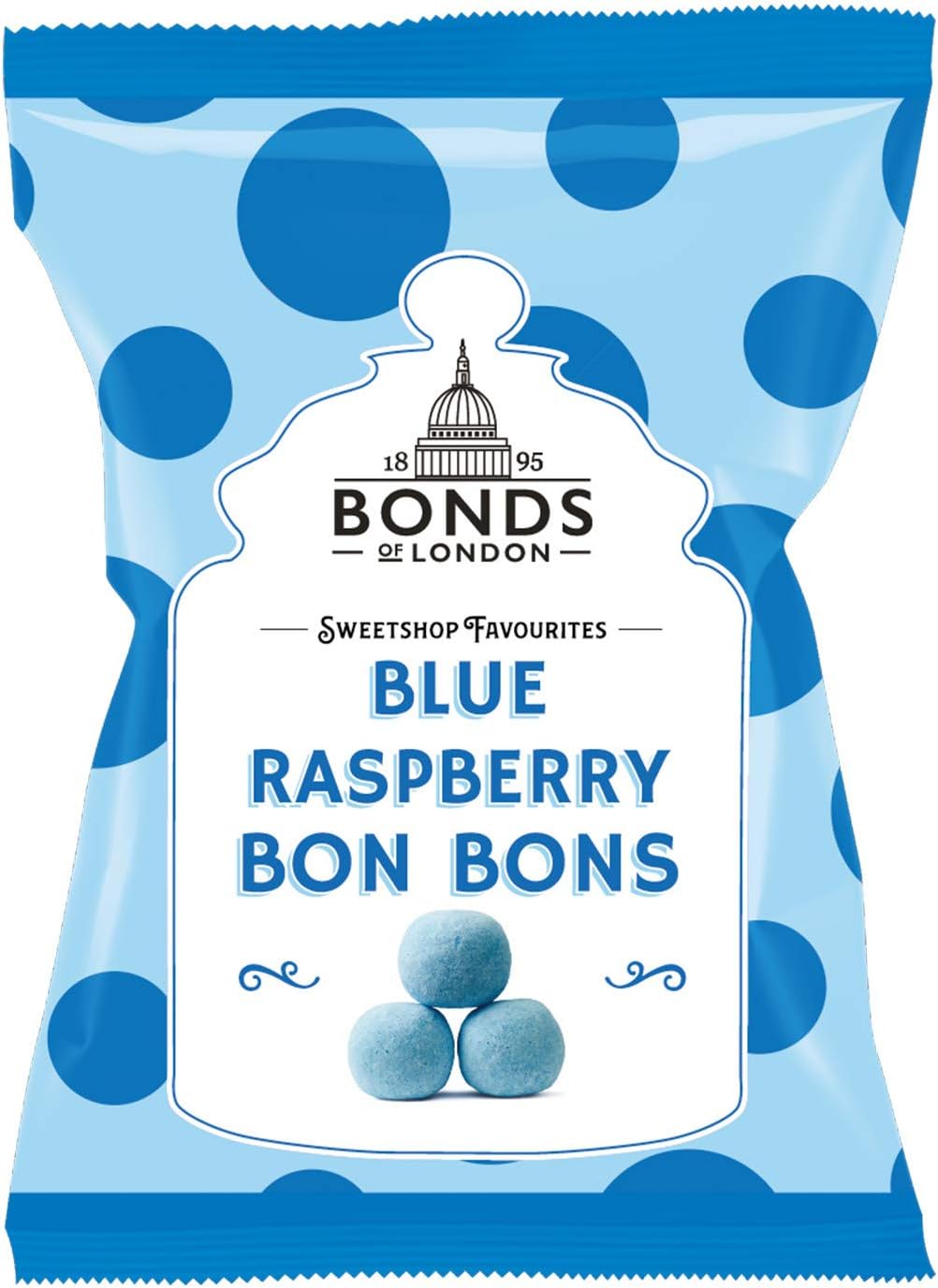 Original Bonds Of London Blue Raspberry Bon Bons Bag Sugar Dusted Raspberry Flavored Chewy Sweets Imported From The UK England