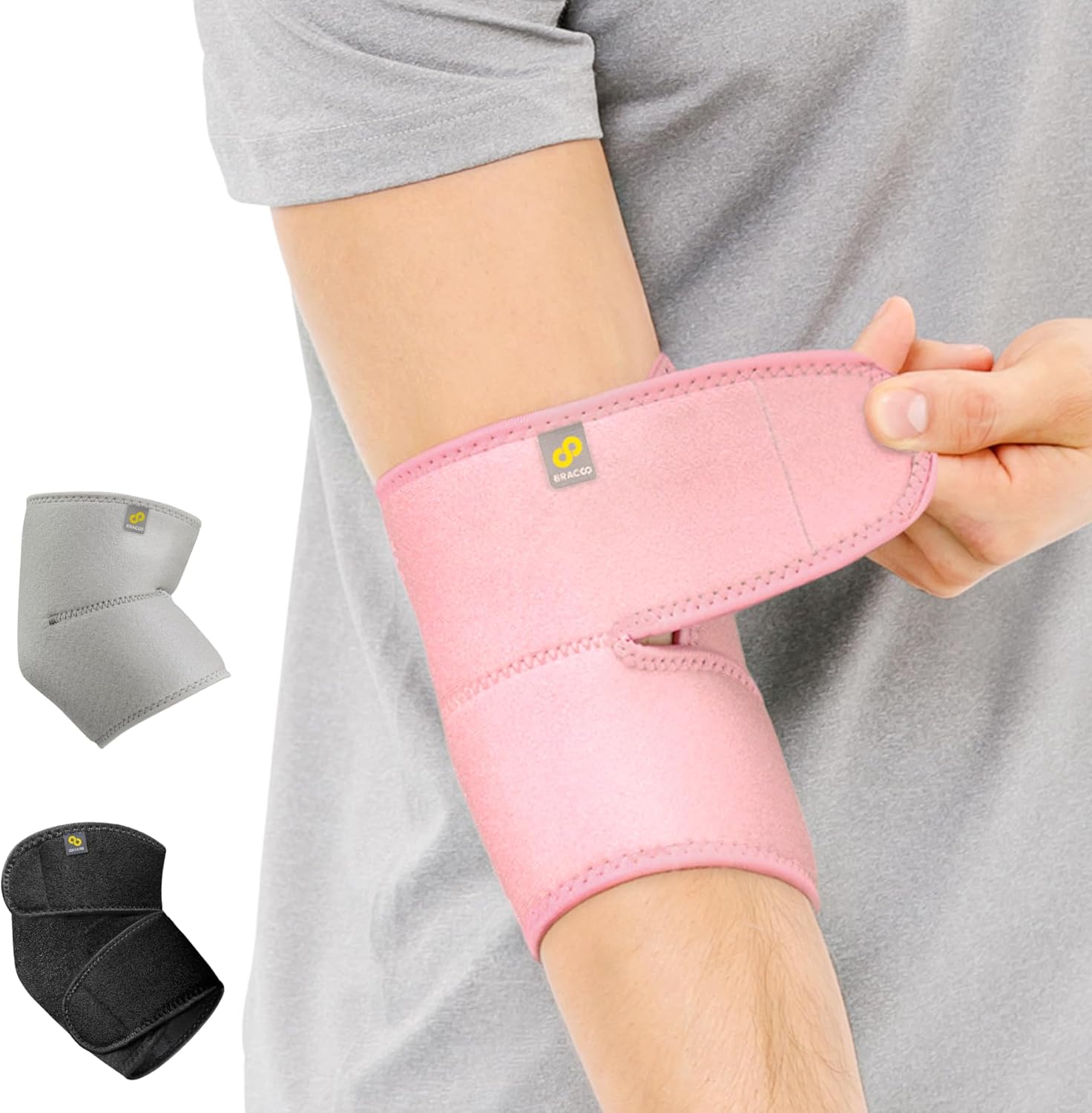 Bracoo Elbow Brace for Tendonitis Women Men, Tennis Elbow Compression Sleeve Wrap Support, Golfer's Elbow, Bursitis, Sprains, Strains, Sports Injury Recovery Joint, Arthritis Pain Relief, ES10