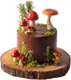 Gemscream 15 Pcs Mushroom Cake Decorations Artificial Mushroom Woodland Resin Cake Toppers for Birthday Baby Shower Party Micro Landscape Decorations