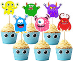 30pcs Monster Cupcake Toppers Cartoon Cute Cupcake Toppers Picks for Kids Baby Shower Birthday Monsters Theme Party Decorations Supplies