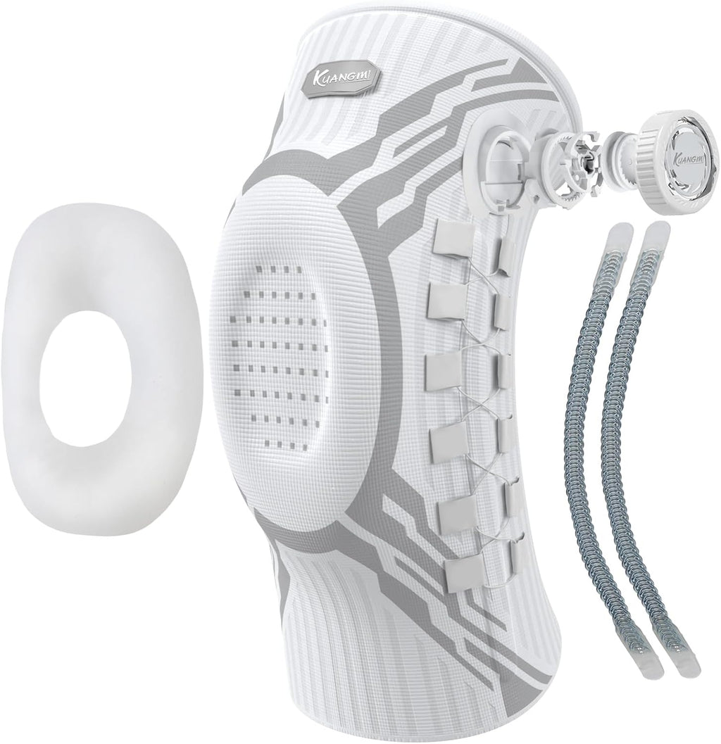 Kuangmi Knee Brace for Pain Relief & Support - Adjustable Compression Knob for Arthritis, Meniscus Tear, ACL - Stabilizes Joints for Men & Women During Sports, Running, Workout, W-L-M
