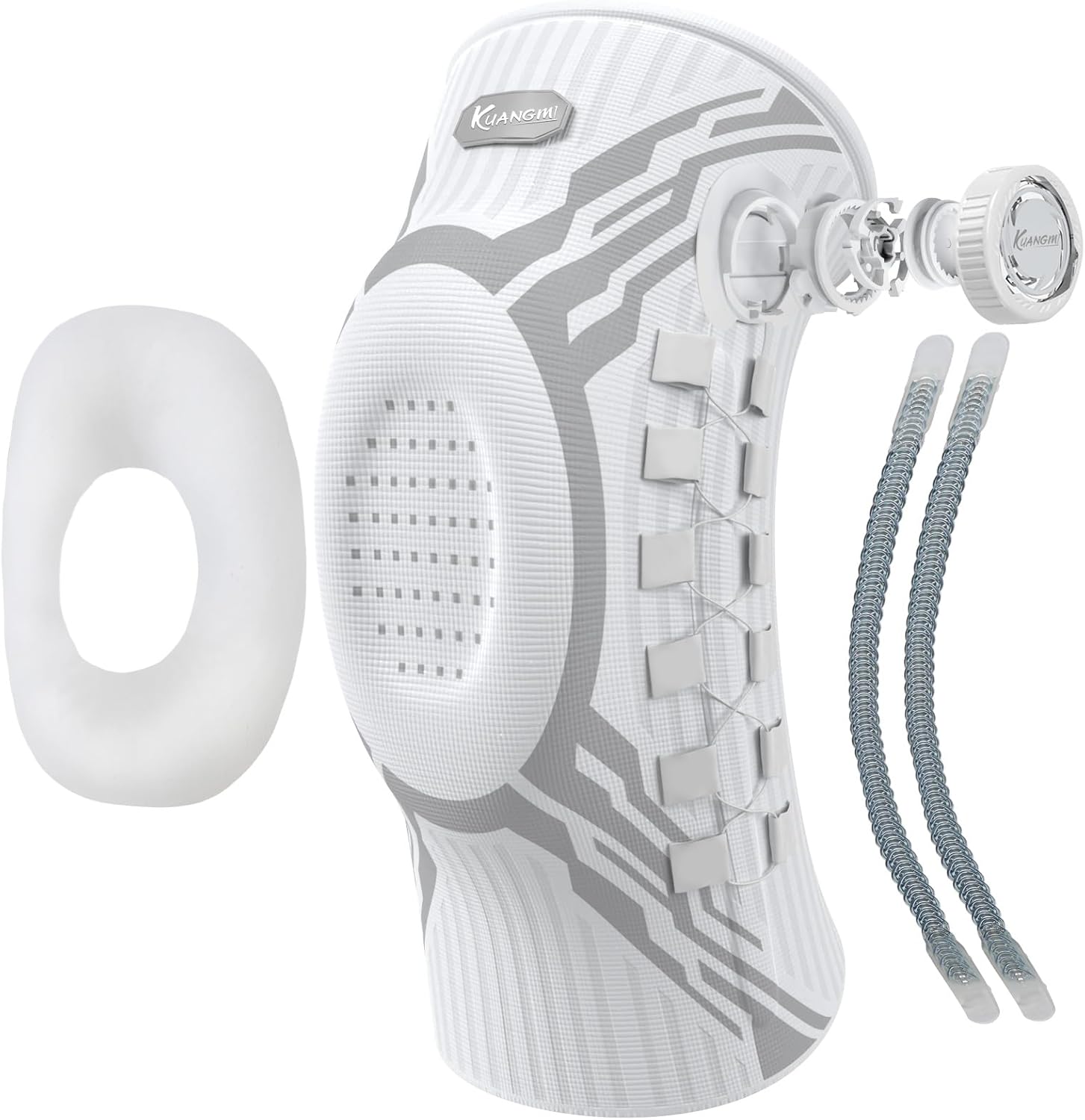 Kuangmi Knee Brace for Pain Relief & Support - Adjustable Compression Knob for Arthritis, Meniscus Tear, ACL - Stabilizes Joints for Men & Women During Sports, Running, Workout, W-L-M