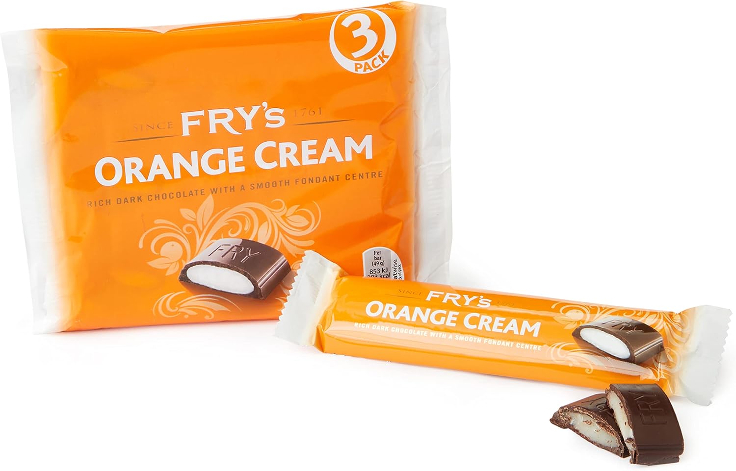 Original Cadbury Fry's Orange Cream Chocolate Bars Pack Imported From The UK England British Chocolate Candy Fry's Orange Cream Chocolate Bar New Edition Multipack 3 x 49g