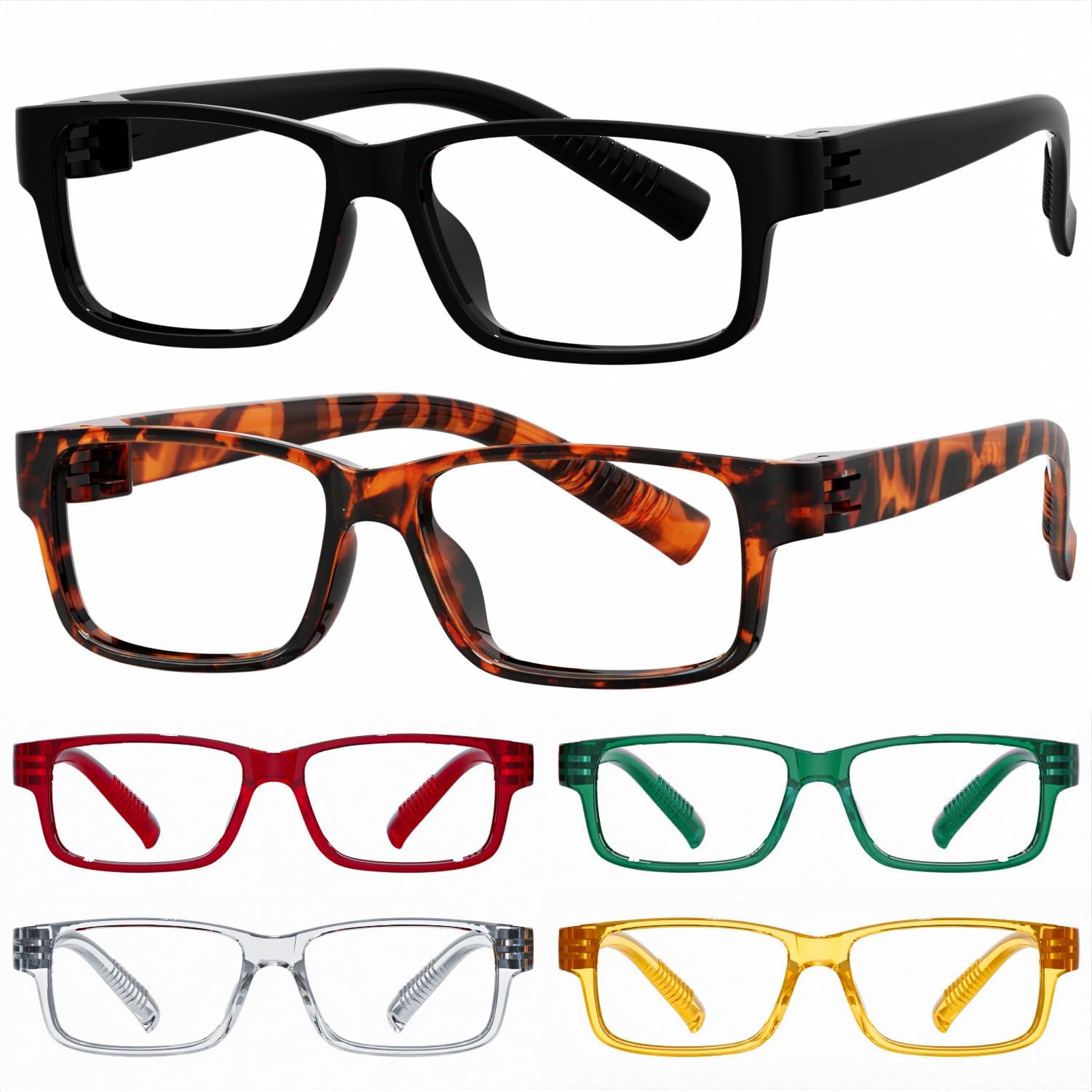 Eyekepper Metalless Screwless Reading Glasses Spring Hinges 6 Pack Vintage Readers for Men +2.75